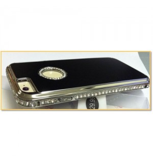EMAAN - Luxury Diamond Crystal Rhinestone Bling Hard Case Cover For Apple iPhone 6 Plus 5.5" - BLACK COLOR